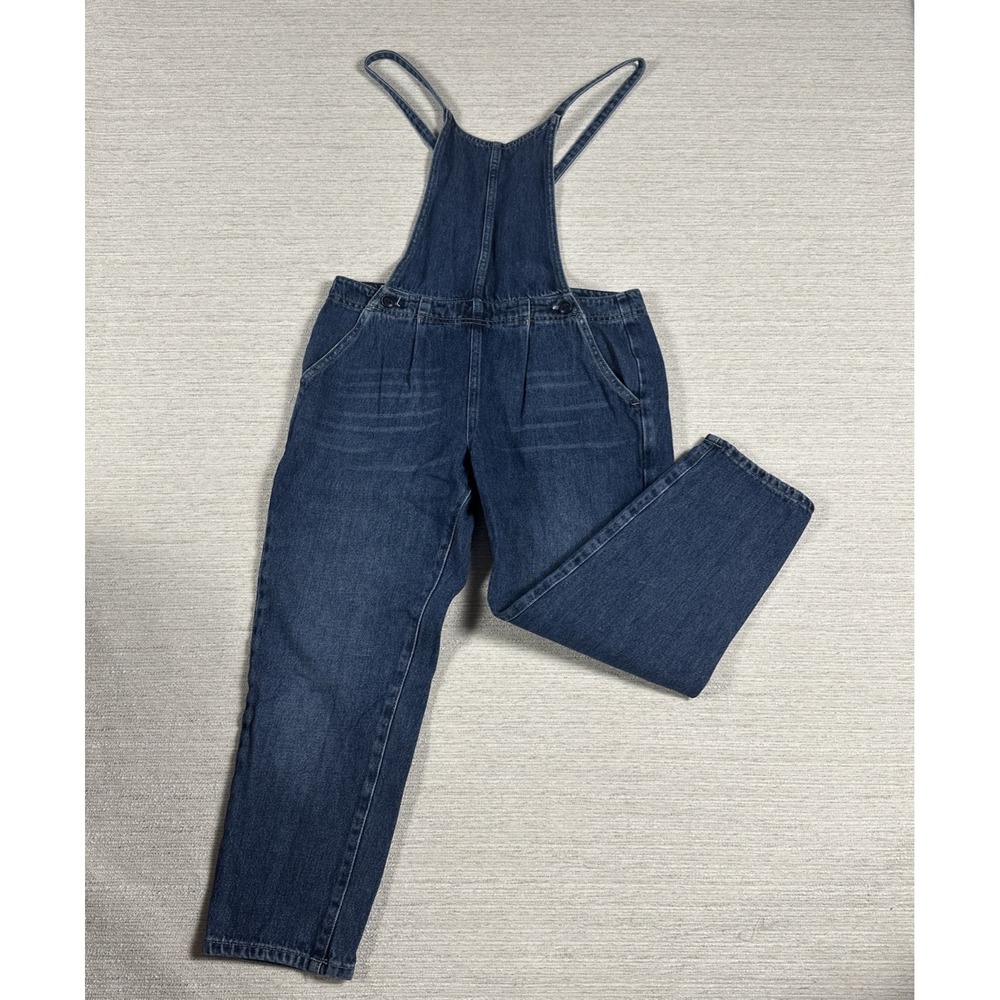 Free People Denim Bib Overalls Straight Leg Suspender Jeans Size 4 Utility Boho